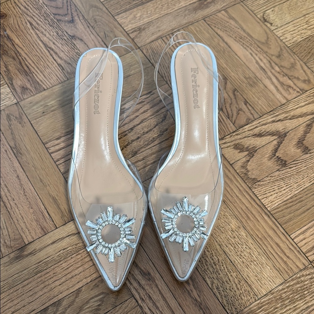 Clear and Silver Women's Heels